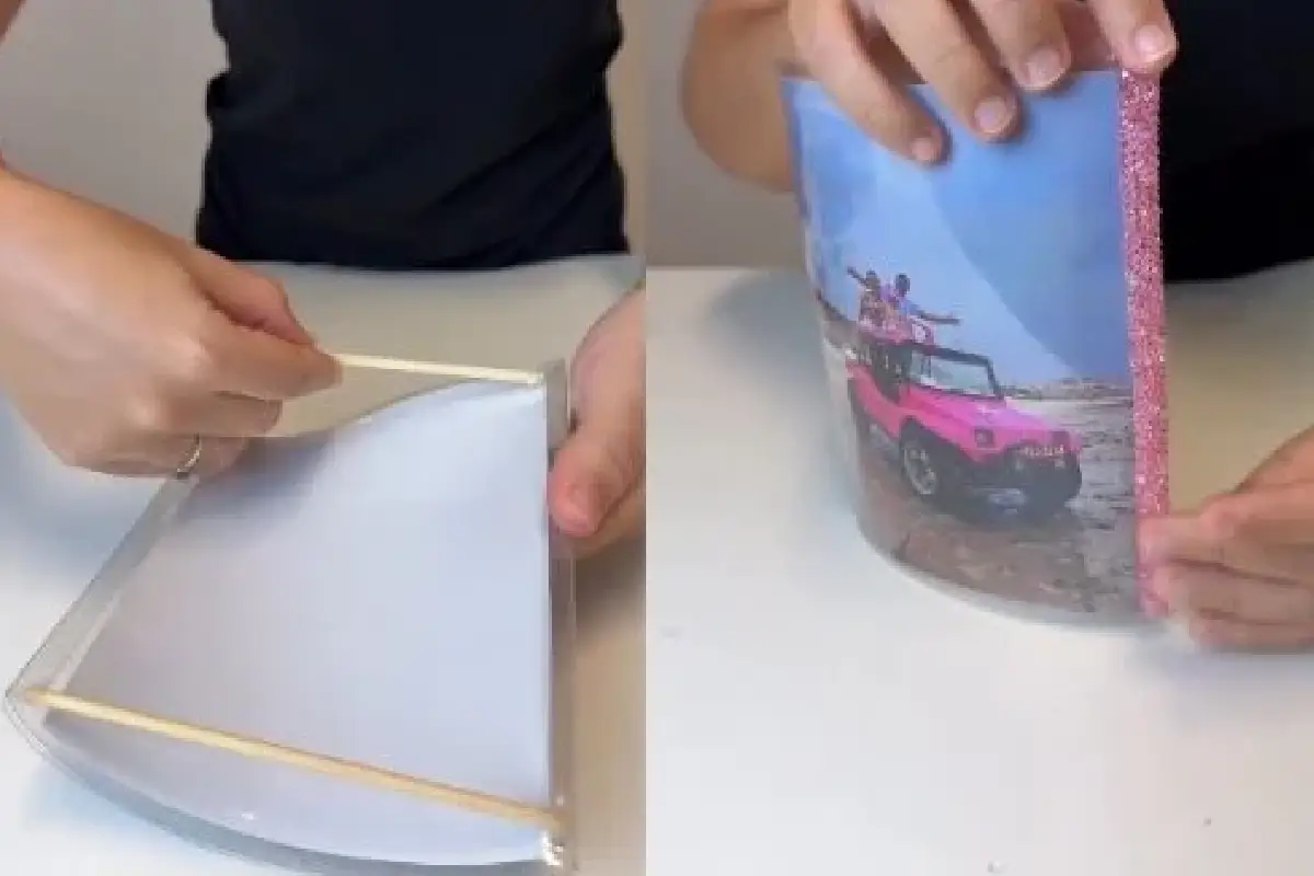 Transforme uma garrafa de plástico numa moldura deslumbrante para a sua sala de estar